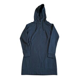Gymshark Women's XS Black Hooded Sweatshirt Dress with cinch pull sides